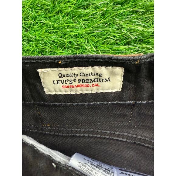 Levi’s Premium Mens 501 Black Button Fly Jeans 36x32 Straight Leg Denim Fit Slim - Picture 5 of 16